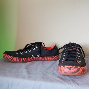 Black Canvas Tiger Print Converse Low Top Sneakers